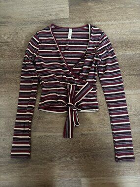 Miss 2 Day Striped Long Sleeve Top - Size Small